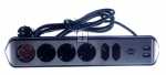 Brennenstuhl Six-way Trailing Socket - Estilo Ecksteckdosenleiste Mit Usb-ladefunktion 6fach 4x Schutzkontakt & 2x Euro Silber-schwarz
