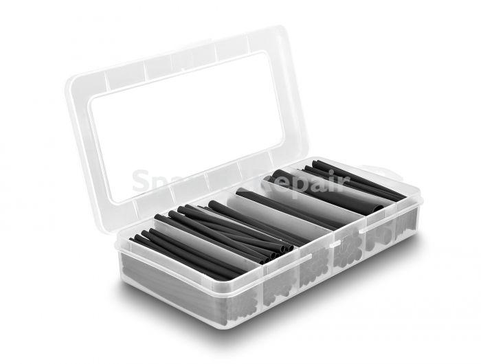 Delock Heat Shrink Tubing - Schrumpfschlauch Sortimentsbox, Doppelwandig Mit Innenkleber, Schrumpfungsrate 3:1, Schwarz 122-teilig