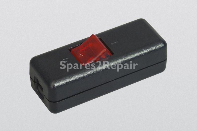 InterbÄr Power Cord Switch - Schnur-zwischenschalter Serie 8010 Schwarz-rot Beleuchtet