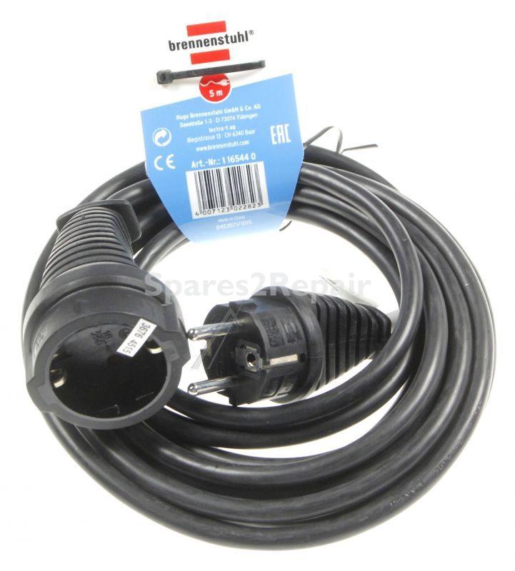 Brennenstuhl Power Supply Cable - 1165440 Extension Lead Black Plug 5m H05vv-f 3g1 5