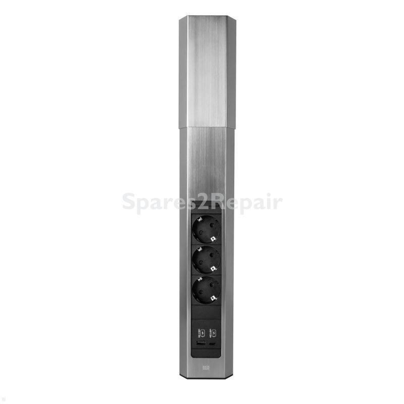 Bachmann Three-way Trailing Socket - 932 006 Casia 2 3x Socket 1x Usb Charger A-c Stainless Steel Look 2m