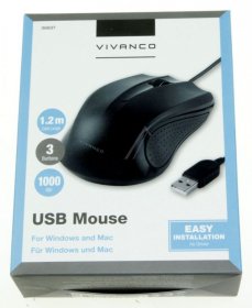 VIVANCO Wired Mouse IT-MS USB 1000 USB MOUSE, BLACK, 1.2M CABLE 36637