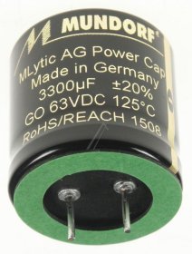 Mundorf 63v Radial Electrolytic 125 De - 3300uf-63v Audio Elcap Radial 125° 30x30mm Snap-in