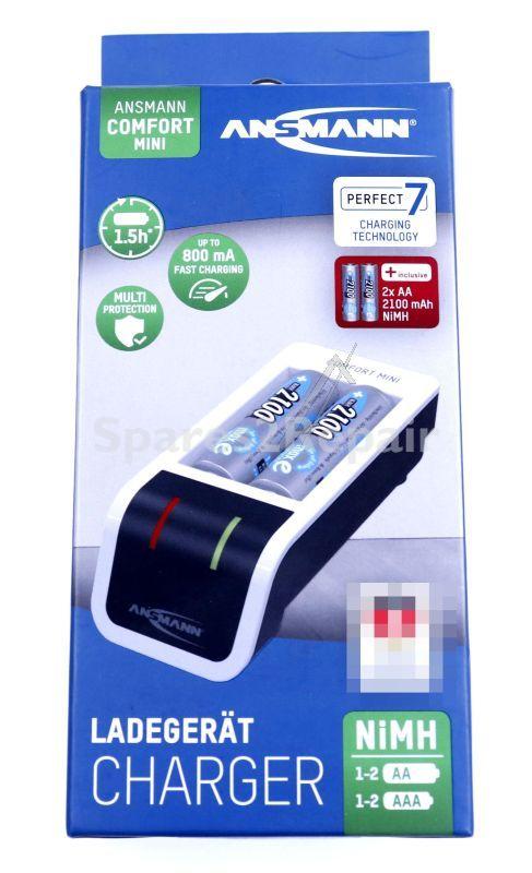 Ansmann Battery Charger/discharger - Comfort Mini + 2× Aa 2100mah Schnell-ladegerat Mit Usb Eingang Fur 1-2 Micro Aaa - Mignon Aa