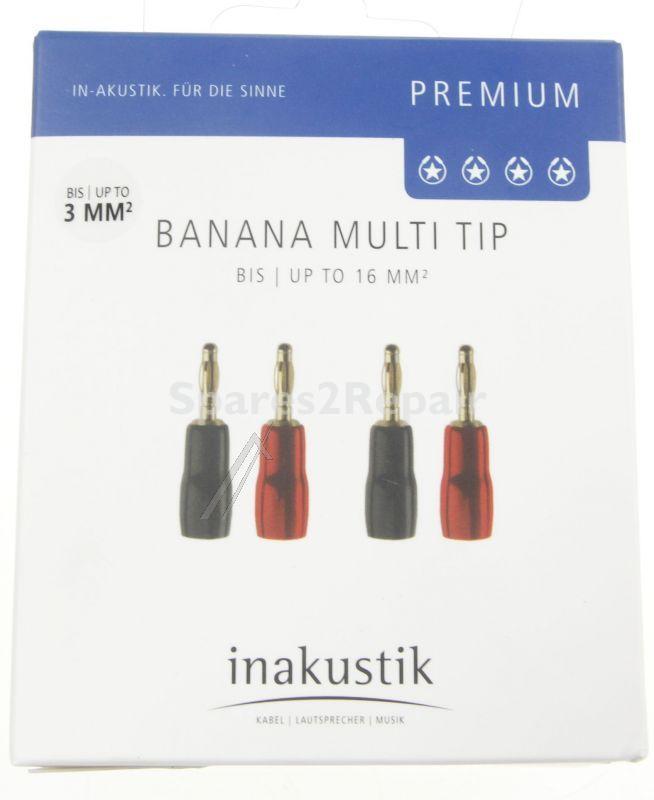 Inakustik Banana Plug - Premium Premium Banenenstecker Multi Tip Bis 4-6mm², 4er Set