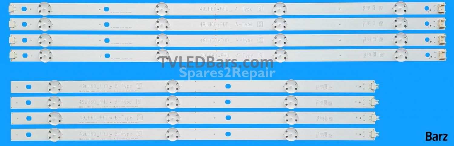 Barz LED Backlight Array LG AGF79100101 49LH604V HC490DUN-ABRR1 ABRR2 ABRR3 49LH60_FHD_ A-Type B-Type 8pcs