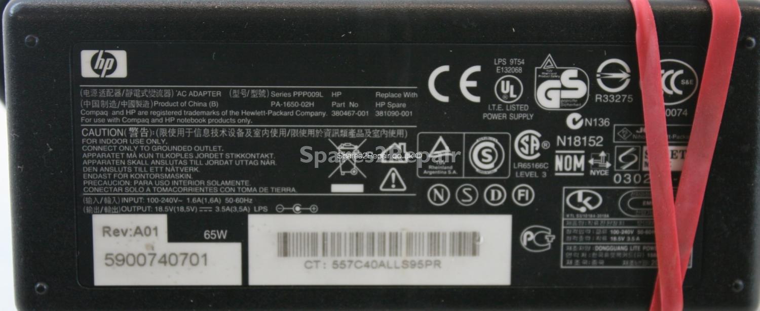 Hewlett Packard - Charger - PPP009L - PA-1650-02H - 380467-001 - 18.5V 3.5A (Original)