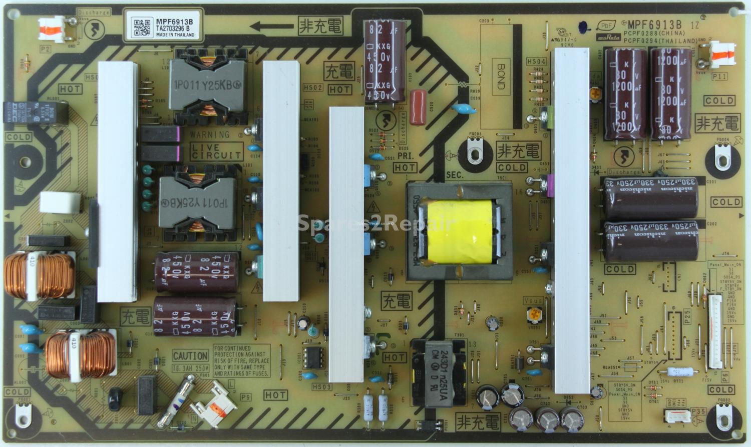 Panasonic TX-P50UT50B - PSU - MPF6913B - TA2703296 B - PCPF0288 - PCPF0294