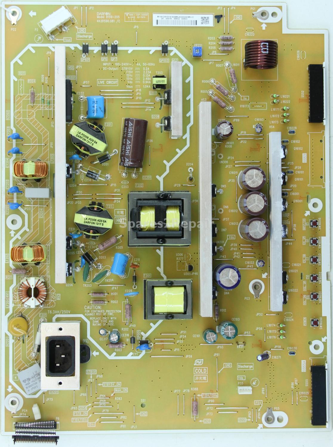 Panasonic TX-P50X60B - PSU - B159-205 - 5159-206 D19 - N0AE6JK00008 - REV.C - 4H.B1590.081 /C