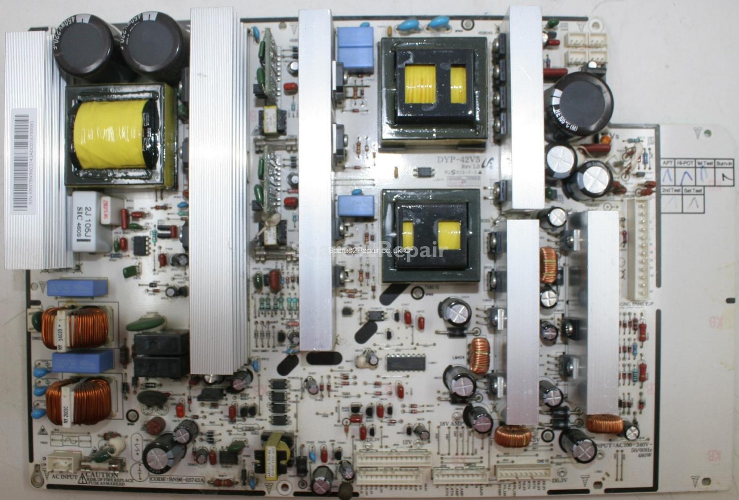 Samsung PS-42Q7HD - PSU - BN96-03743A - DYP-42V5 Rev1.0