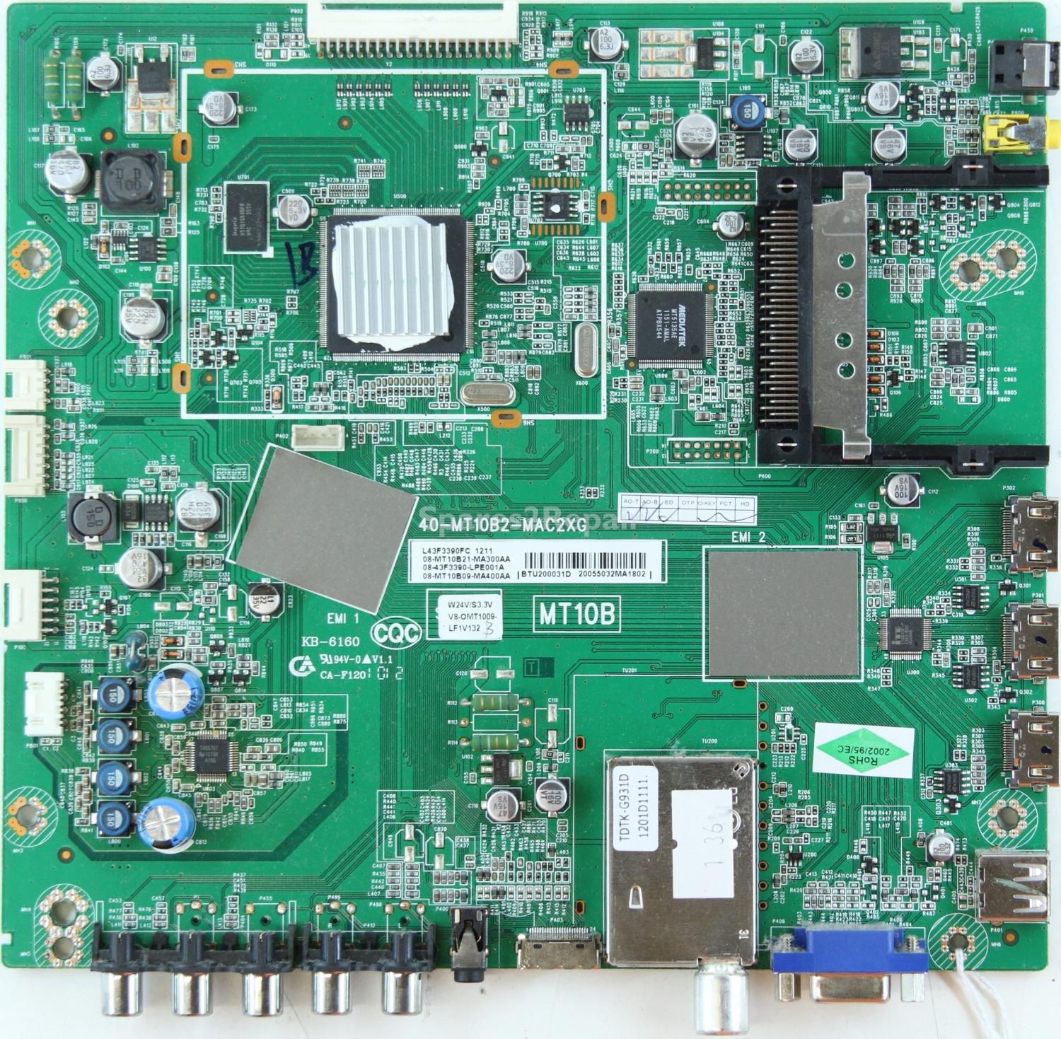 TCL L43F3390FC - Main AV - 40-MT10B2-MAC2XG - 08-MT10B21-MA300AA