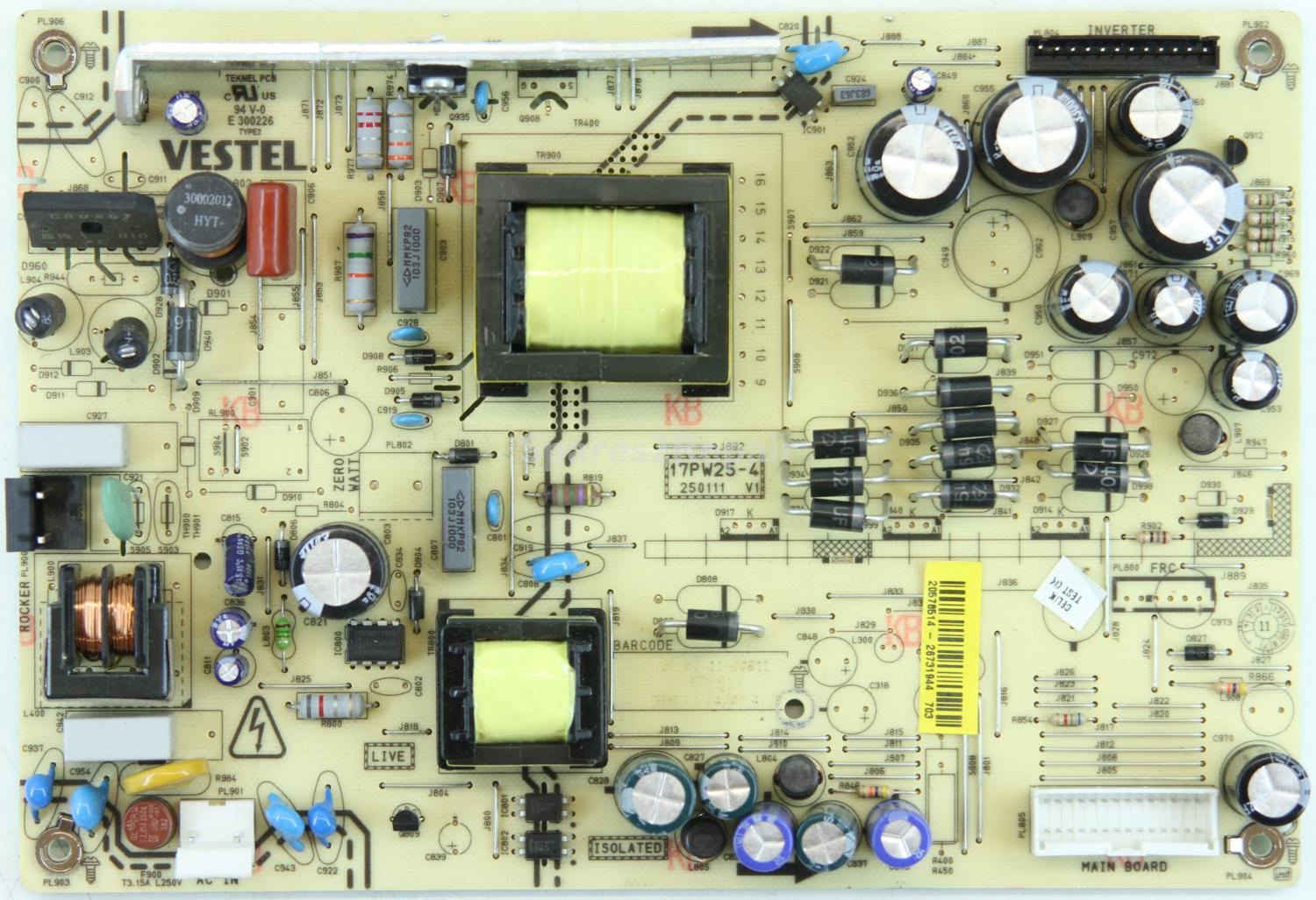 Toshiba 32BV801B - PSU - 17PW25-4 V1 - 250111 - 20576514